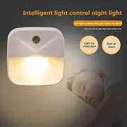 Plug in LED Night Lights Motion Sensor Dusk to Dawn Bedside Lamp 1/3/6pcs EU US Plug Intelligent Light Control LED Night Light Home Bedroom Kitchen Dormitory L