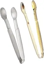 HOLIDYOYO 2pcs Stainless Steel Cube Sugar Tongs Gold Plated Food Clips for Kitchen Party Cafe and Bar Use for Sugar Ice Appetizers and More Safe