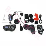 LCD Display Motorcycle Helmet Bluetooth Headset Intercom Waterproof TF Playback