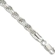 [JewelryWeb] 925 Sterling Silver Solid Lobster Claw Closure 5.75mm Sparkle Cut Rope Chain Bracelet Jewelry Gifts for Women - Length Options: 20 23