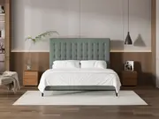 My Style Buttoned Headboard & Slimline Base - King / Seaglass / Slimline Base