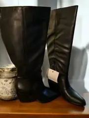 Naturalizer Fae Blk Leather Boots 5.5 Wide Calf NIB - Free Shipping