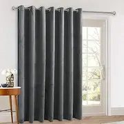 StangH Room Divider Curtains 120 inches Long - Grey Thermal Velvet Curtains for Living Room Heavy Duty Wall Backdrops Blackout Drapes for Hallway/Fitting/Hotel, W8 x L10 ft, 1 Panel