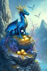 5D Diamond Painting Golden Egg Cliff Dragon Kit