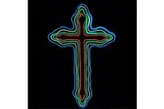 Christmas LED Neon Motif 4 Layer Cross Animated Multi Colour 121x75cm Outdoor Display
