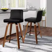 Bar Stools 2X Swivel Wooden Kitchen Stool 65Cm Seat Height Leather Counter Stool