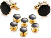 [HOCAH] Cufflinks Round Dripping Six Piece Shirt Tuxedo Cufflinks Cuff Stud Set