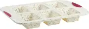 Mini Loaf Pan-White Confetti/Fuchsia, 6 Cavity