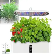 Smart Hydroponics Growing- LED Grow Lights, Automatic Timing/Height Adjustable, One Button Switch, Water Shortage Protection, with 2.5L Water Tank, for Home/Office/Kitchen,White