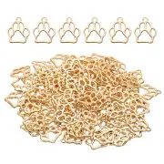 Hollow Paw Print Charm, 100Pcs Alloy Footprint Pendants, Light Gold