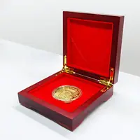 在飛比找樂天市場購物網優惠-錢幣收藏盒硬幣保護盒 單枚紀念幣收納盒中式紅色方形小木盒復古