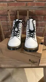 Doc Dr. Martens Girls Zavala J Combat Boot White US 4M