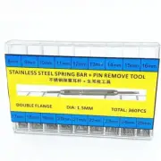 Dia 1.5mm 360pcs S/S Watch Buckle Spring Bar+Pin Remove Tool Assortment