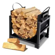 Firewood Rack Log Holder Indoor with Wood Carrier, Powder-coated Steel Made,