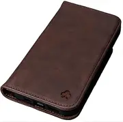 Porter Riley - Leather Case for iPhone 13 (6.1 inch).Premium Genuine Leather Stand Case/Leather Case/Wallet with [Card Slots] [Horizontal Stand Function] [Durable Frame] (Chocolate Brown)
