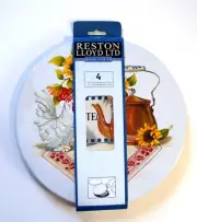NEW Reston Lloyd Electric Stove Burner Covers, Set of 4, Rooster & Copper Kettle