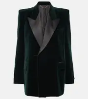 [Victoria Beckham] Victoria Beckham Satin-trimmed velvet blazer AU 12 green