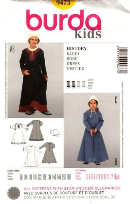 Burda Sewing Pattern 9473 Burda Kids History Dress Costume