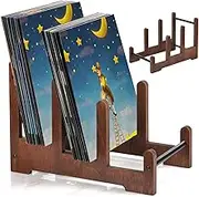 Vinyl Holder Stand - Vinyl Record Storage | 3-Layer Desktop Album Recipe Shelf Record Organizer Photo Album Recipe Holder for Bookshelf, Music Corner Decor Wooden Albums Stand Organizer