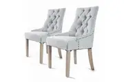 2 Set Grey French Provincial Dining Chair Amour Oak Leg