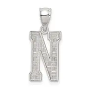 Sterling Silver Rhodium-Plated Letter N Initial Pendant