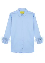 Marques' Almeida Feather-trimmed Cotton Shirt - Blue - S (UK8-10 / S) S (UK8-10 / S)