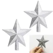 2 Pack Glittered Mini Star Christmas Tree Topper Star Treetop for Small Chris...