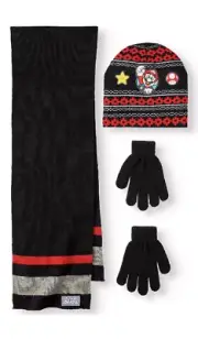 SUPER MARIO BROTHERS BOYS Hat GLOVE SCARF SET ONE SIZE