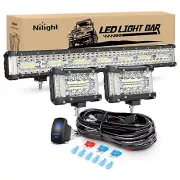Nilight 20Inch and 4.3Inch light bar set with 5Pin Rocker Switch Wiring Harness