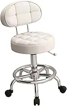 SPA Stool Bar Stool with Wheels with Back Support Lifting Salon Stool Chair Rolling Stool for Salon Massage Work Hairdressing, Beige