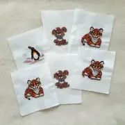 6 Cross Stitch Small Embroideries Dog Tiger 6" x 7", Animal Pet Lover Gift