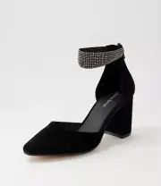 DIANA FERRARI Spark Black Suede Jewels Heels Suede