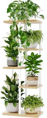 Bamworld Corner Plant Stand Indoor, 5 Tier Metal Plant Shelf for Multiple Pla...