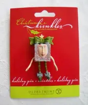 Dept 56 Christmas Krinkles Patience Brewster Red Gift Package Holiday Pin