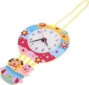 HEALSOPTHY 1 Set DIY Non Woven Cartoon Clock Kit Creative Crafting Materials for Hands Learning for Family Activities Early Education Fun Recognition Project