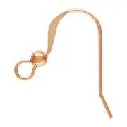 50pc- Rose Gold Filled Earwire. Findings. 14kt Goldfilled. French Wires. Bead