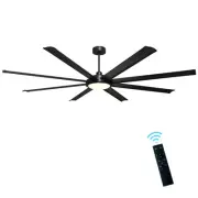 80 inch Ceiling Fan with Remote & Tri-Color LED Lamp DC Motor Matt Black