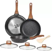 ESLITE LIFE Frying Pan Set with Lids Nonstick Skillet Set Egg Omelette Pans, All