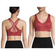 IDEOLOGY Women Size XS Rosetta Red Spiral Strappy-Back Low Impact Sports Bra NWT