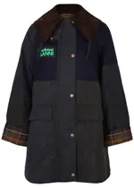Barbour X Ganni Burghley Panelled Waxed Jacket - Navy - 8 (UK8 / S) 8 (UK8 / S)