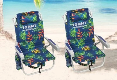 Tommy Bahama 5 Position Backpack Beach Chair with Pillow and Insulated Pouch