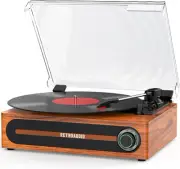 Record Player with Bulit-In Speaker Vintage Belt-Driven Turntable with Bluetooth
