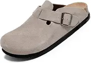 [guoluofei] Suede Clogs for Womens Leather Mules Cork Footbed Slippers Potato Shoes with Arch Support