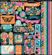 Graphic 45 Let's Get Artsy Collection Cardstock Tag Label Accent Border Stickers