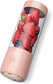 [FENIRO] Portable Blender, Quiet Mini Travel Blender, 400ml, Rechargeable Portable, BPA-Free Bottles (Pink)