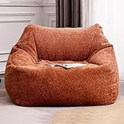 Bean Bag Chair Top Faux Chenille Velvet Bean Bag Cover No Filler Adult Beanbag Chair Pouf Ottoman Sac Nest Floor Seat Sofa Couch Living Room Furniture(Brown)