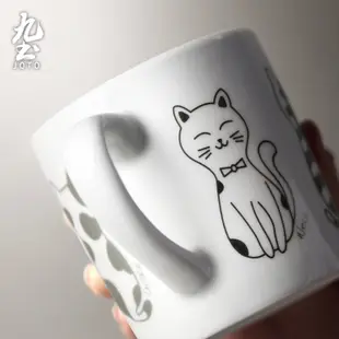 九土小清新萌貓造型咖啡杯手工陶瓷咖啡杯日式貓咪馬克杯創意情侶茶杯可愛貓咪造型牛奶咖啡杯隨手杯家用水杯禮物CFR0079