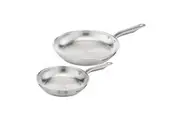 Tefal Virtuoso Induction Stainless Steel Uncoated Twin Frypan 24 & 28cm