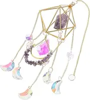 Toddmomy Amethyst Pendant Crystal Garden Window Decor Sun Catcher Wind Chime Indoor Chimes Fantasy Art