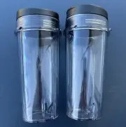 16oz Replacement Cups for Ninja QB3001SS Fit Compact Personal Blender 2 Pack.